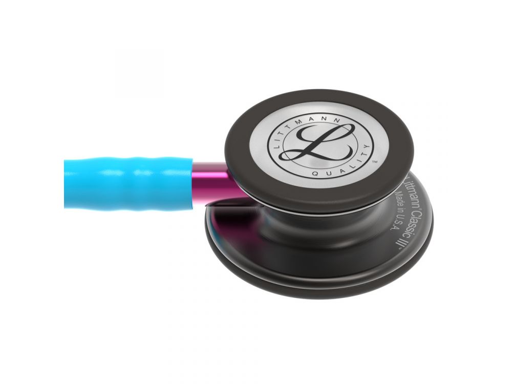 Littmann Classic III Stethoscope - Turquoise Tubing - Pink Stem - Smoke Chestpiece